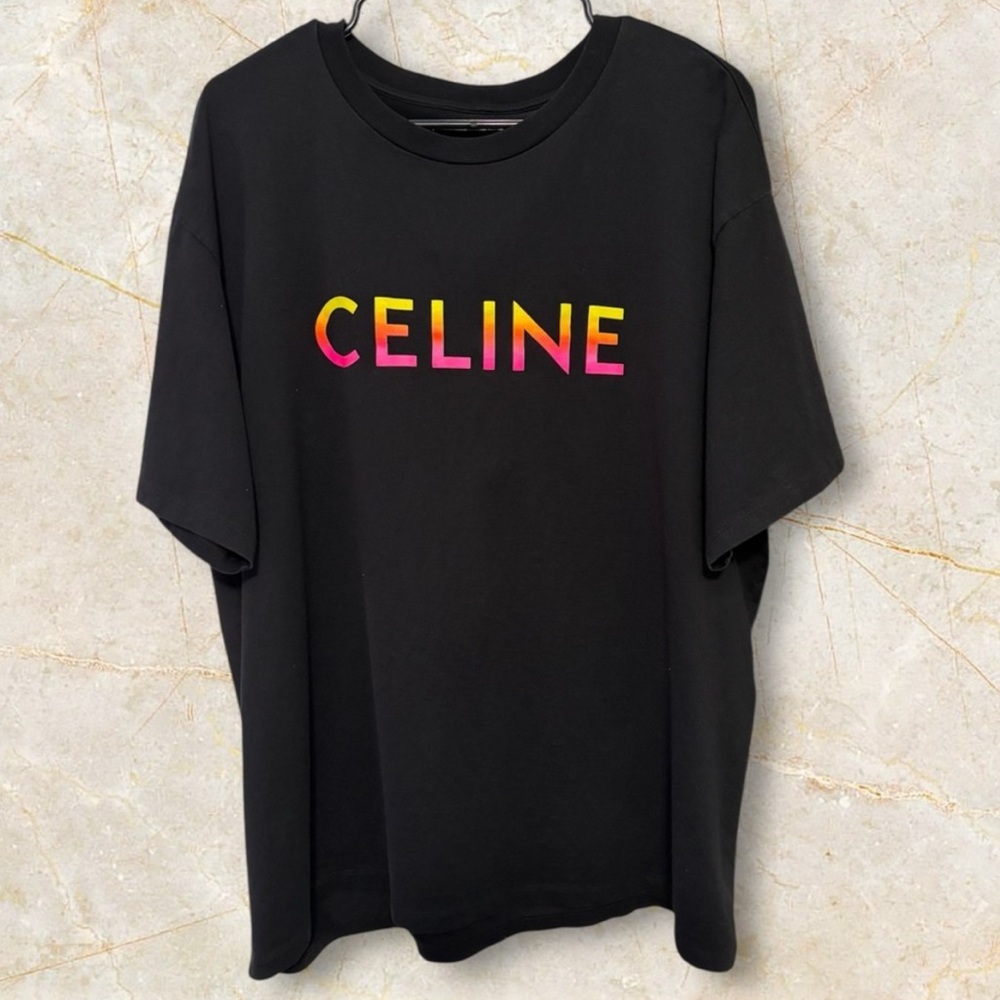 Celine Black Sunset Logo t shirt